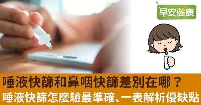 唾液快篩8大通路開賣！唾液快篩和鼻咽快篩差別在哪？唾液快篩怎麼驗最準確、一表解析優缺點