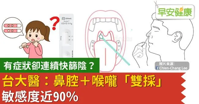 有症狀卻連續快篩陰？台大醫：鼻腔＋喉嚨「雙採」敏感度近90％