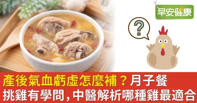 產後氣血虧虛怎麼補？月子餐挑雞有學問，中醫解析哪種雞最適合