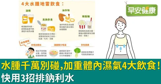 水腫千萬別碰，加重體內濕氣4大飲食！快用3招排鈉利水