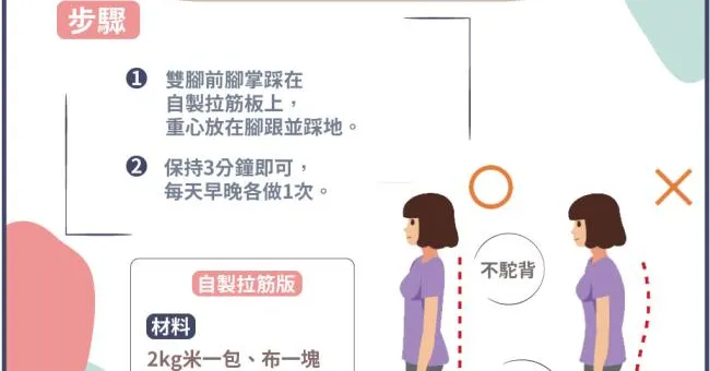 自製拉筋版站3分鐘！伸展肌肉活化代謝，改善腰痛消水腫！