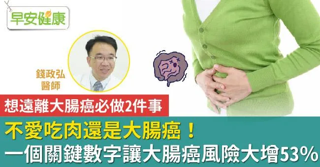 不愛吃肉還是大腸癌！一個關鍵數字讓大腸癌風險大增53％