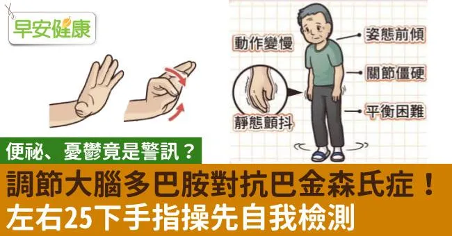 調節大腦多巴胺對抗巴金森氏症！左右25下手指操先自我檢測