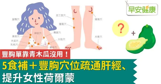 豐胸單靠青木瓜沒用！5食補＋豐胸穴位疏通肝經、提升女性荷爾蒙
