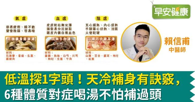 低溫探1字頭！天冷補身有訣竅，6種體質「對症喝湯」不怕補過頭