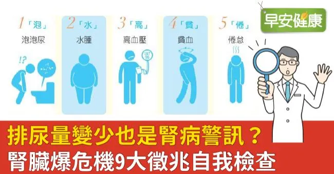 排尿量變少也是腎病警訊？腎臟爆危機9大徵兆自我檢查