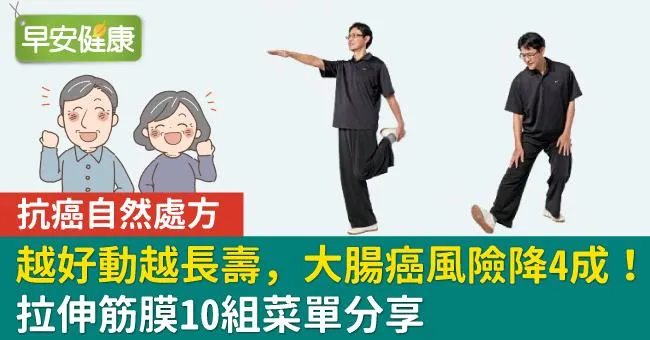 越好動越長壽，大腸癌風險降4成！拉伸筋膜10組菜單分享