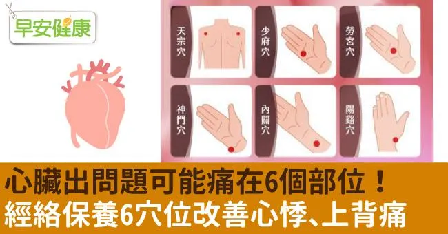 心臟出問題可能痛在6個部位！經絡保養6穴位改善心悸、上背痛