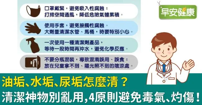 油垢、水垢、尿垢怎麼清？清潔神物別亂用，4原則避免毒氣、灼傷！