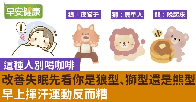 改善失眠先看你是狼型、獅型還是熊型？這種人別喝咖啡、早上揮汗運動反而糟