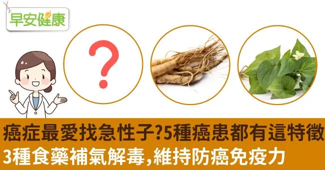 癌症最愛找急性子？5種癌患都有這特徵！3種食藥補氣解毒，維持防癌免疫力