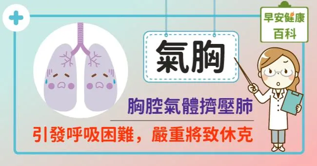 氣胸症狀注意胸痛、呼吸困難，嚴重致休克死亡！氣胸原因有哪些？開刀手術多久會好？專業醫師解答