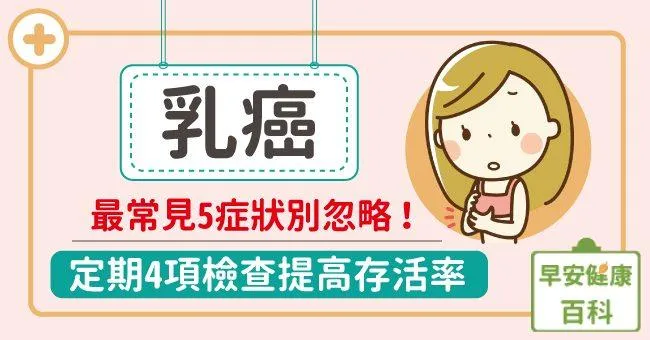 乳癌症狀常見5種別忽略！定期檢查提高乳癌存活率，治療方法、預防乳癌飲食與運動重點一次看