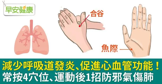減少呼吸道發炎、促進心血管功能！常按4穴位、運動後1招防邪氣傷肺