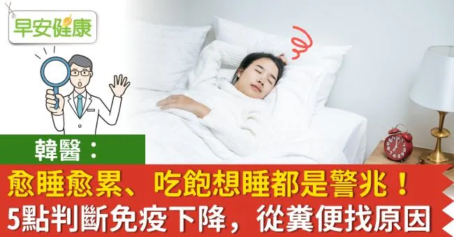 愈睡愈累、吃飽想睡都是警兆！韓醫：5點判斷免疫下降，從糞便找原因