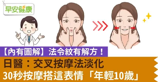 法令紋有解方！日醫：交叉按摩法淡化，30秒按摩搭這表情「年輕10歲」