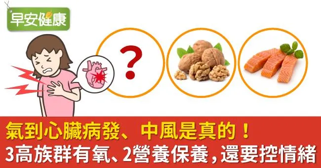 氣到心臟病發、中風是真的！3高族群有氧、2營養保養，還要控情緒