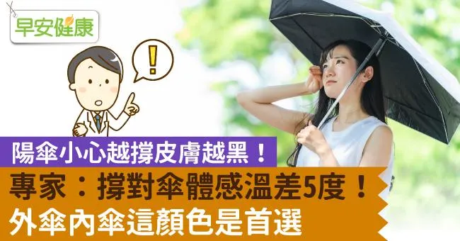 陽傘小心越撐皮膚越黑！專家：撐對傘體感溫差5度！外傘內傘這顏色是首選