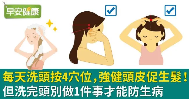 每天洗頭按4穴位，強健頭皮促生髮！但洗完頭別做1件事才能防生病