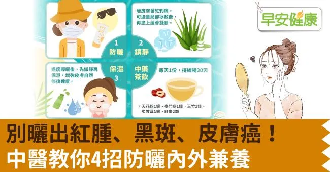 別曬出紅腫、黑斑、皮膚癌！中醫教你4招防曬內外兼養