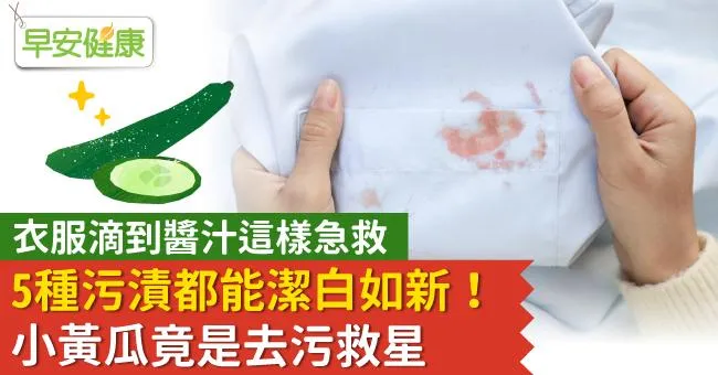 衣服滴到醬汁這樣急救，5種污漬都能潔白如新！小黃瓜竟是去污救星