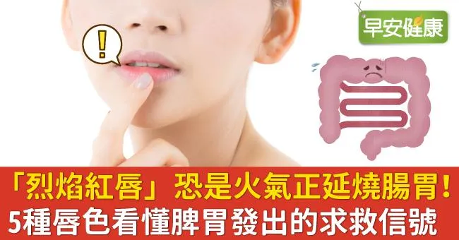 「烈焰紅唇」恐是火氣正延燒腸胃！5種唇色看懂脾胃發出的求救信號