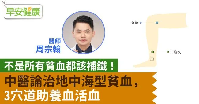 不是所有貧血都該補鐵！中醫論治地中海型貧血，3穴道助養血活血