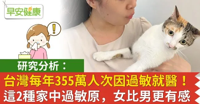 台灣每年355萬人次因過敏就醫！研究分析：這2種家中過敏原，女比男更有感