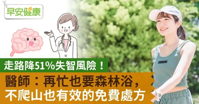 走路降51％失智風險！醫師：再忙也要森林浴，不爬山也有效的免費處方