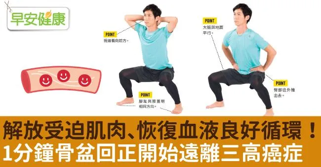 解放受迫肌肉、恢復血液良好循環！1分鐘骨盆回正開始遠離三高癌症