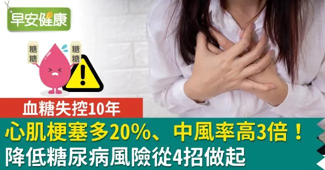 血糖失控10年，心肌梗塞多20％、中風率高3倍！降低糖尿病風險從4招做起