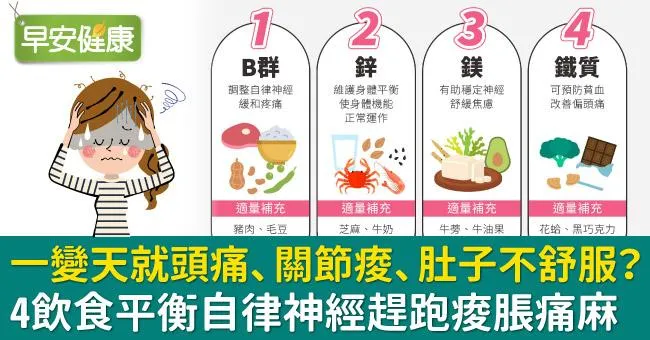 一變天就頭痛、關節痠、肚子不舒服？4飲食平衡自律神經趕跑痠脹痛麻