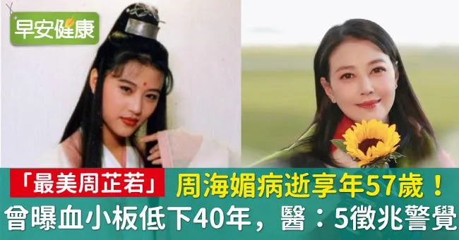 周海媚病逝享年57歲！ 曾曝血小板低下40年，醫：5徵兆警覺！