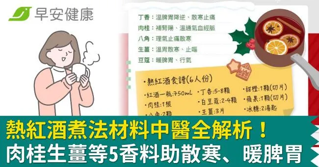 熱紅酒煮法材料中醫全解析！肉桂生薑等5香料助散寒暖脾胃