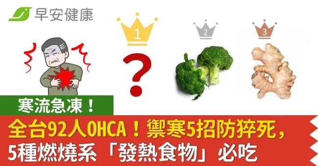 寒流急凍！全台92人OHCA！禦寒5招防猝死，5種燃燒系「發熱食物」必吃