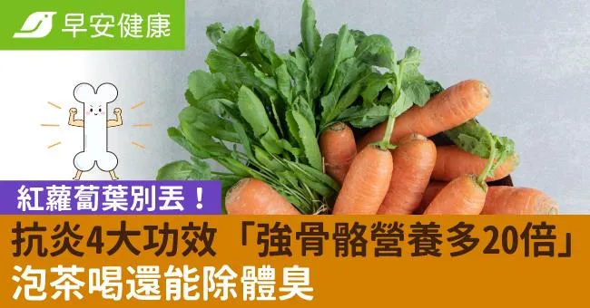 紅蘿蔔葉別丟！抗炎4大功效「強骨骼營養多20倍」泡茶喝還能除體臭