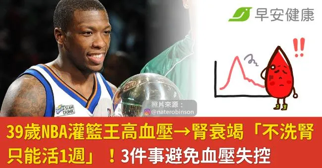 39歲NBA灌籃王高血壓→腎衰竭「不洗腎只能活1週」！3件事避免血壓失控