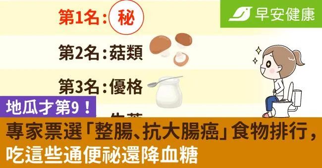 地瓜才第9！專家票選「整腸、抗大腸癌」食物排行，吃這些通便祕還降血糖
