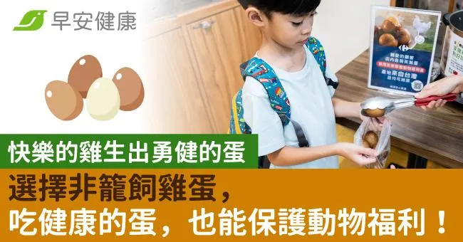 快樂的雞生出勇健的蛋，選擇非籠飼雞蛋，吃健康的蛋，也能保護動物福利！