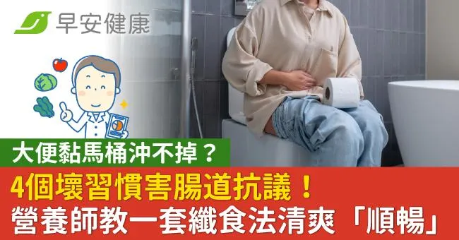 大便黏馬桶沖不掉？4個壞習慣害腸道抗議！營養師教一套纖食法清爽「順暢」