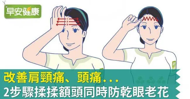 改善肩頸痛、頭痛...2步驟揉揉額頭同時防乾眼老花
