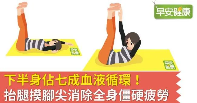下半身佔七成血液循環！抬腿摸腳尖消除全身僵硬疲勞