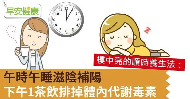 午時午睡滋陰補陽，下午1茶飲排掉體內代謝毒素