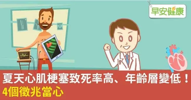 夏天心肌梗塞致死率高、年齡層變低！4個徵兆當心