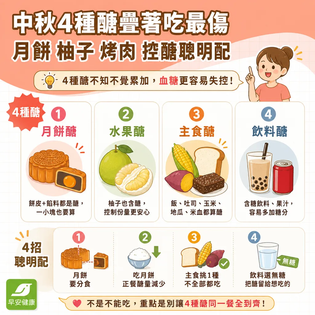 中秋4種醣疊著吃最傷！月餅、柚子、烤肉教你控醣聰明配