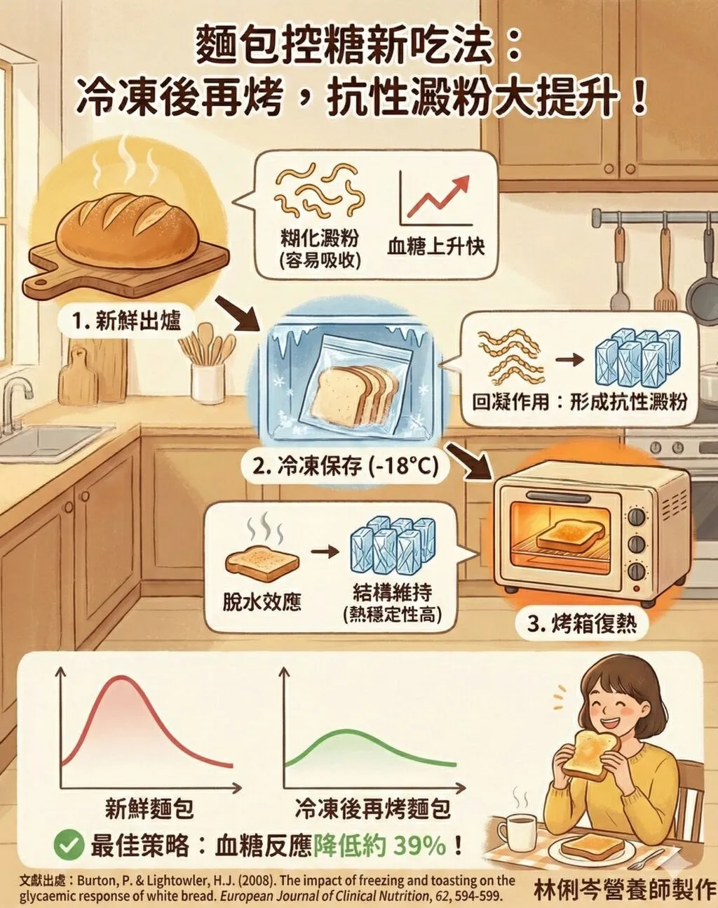 林俐岑營養師_麵包控糖新吃法：冷凍後再烤，抗性澱粉大提升