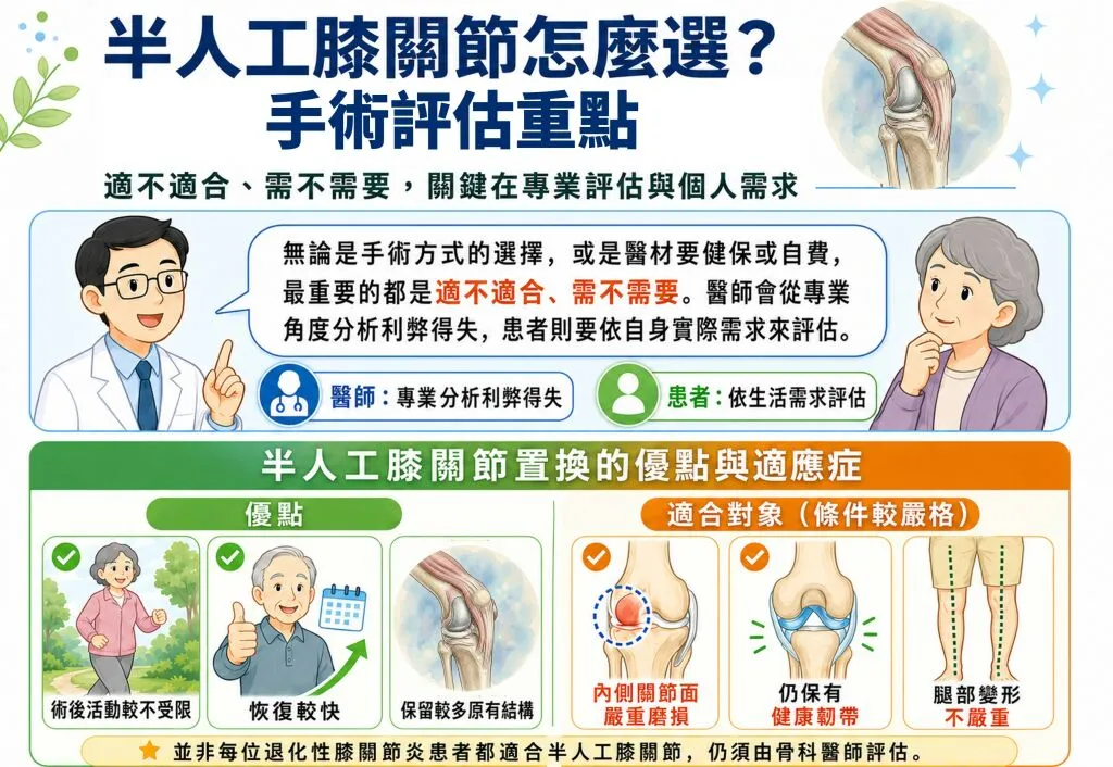 半人工膝關節手術評估重點