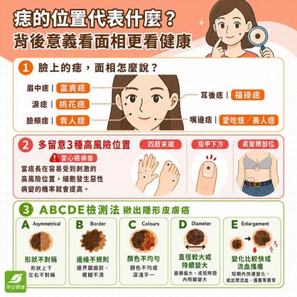 痣的位置代表什麼？這3處長痣要注意、自我檢測與安全除痣指南