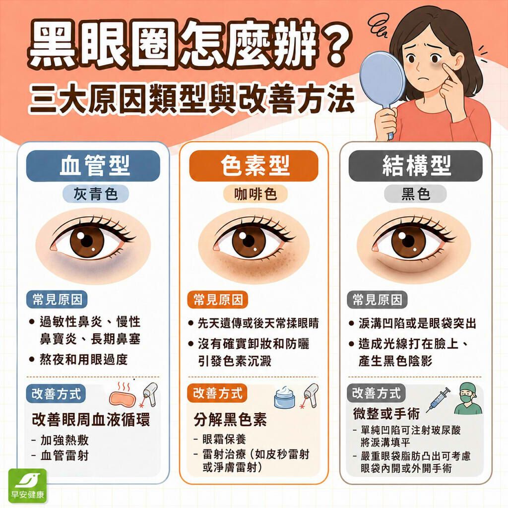 黑眼圈怎麼消？血管型、色素型與結構型黑眼圈成因改善方法