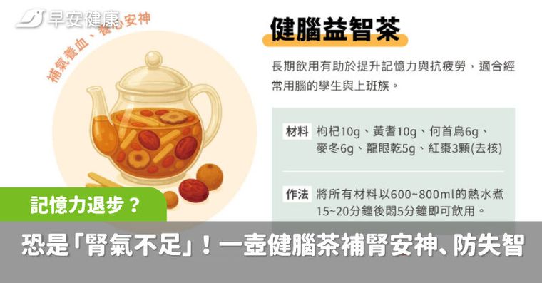 記憶力退步？醫曝恐是「腎氣不足」！一壺健腦茶補腎安神、防失智延緩退化